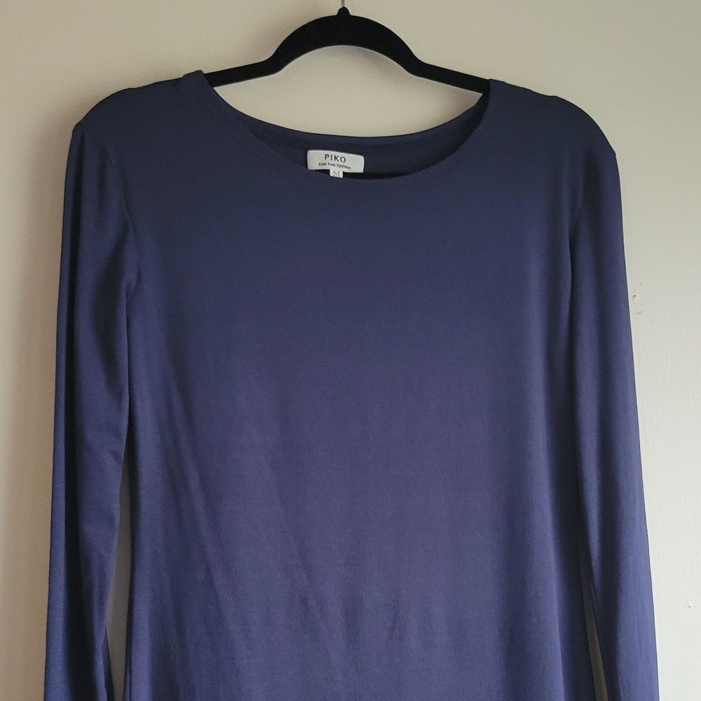 Piko Blue Longsleeve T Shirt Dress Knee Length M